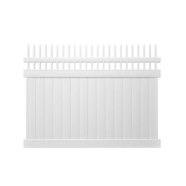 Veranda Pro Series 6 ft. H x 8 ft. W White Vinyl Woodbridge Privacy Picket Top Fence Panel - Unassembled