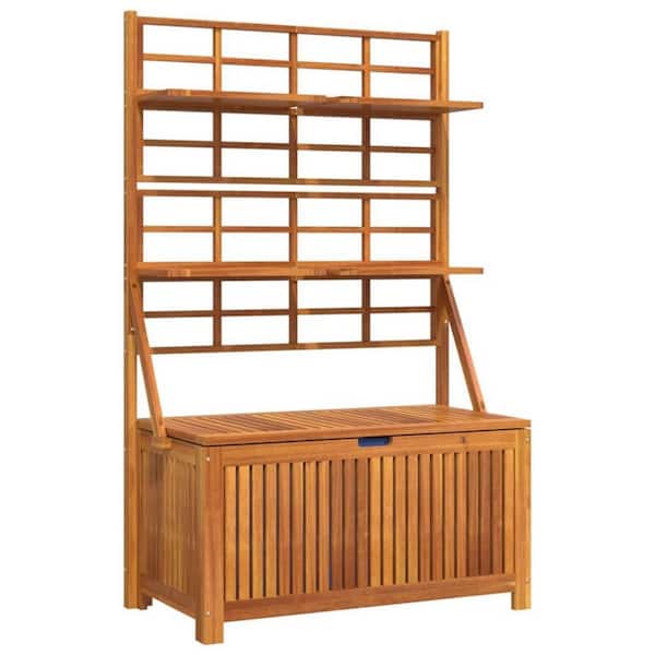Modern 19.7 in. W x 39 in. D x 63 in. H Brown Acacia Wood Outdoor Storage Cabinet with Trellis and Shelves