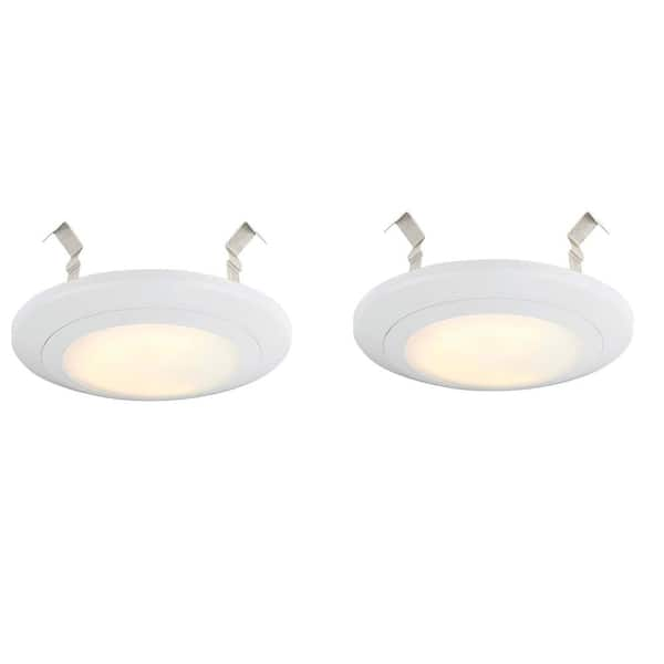 EnviroLite 4 in. White Integrated LED J-Box or Recessed Can Mounted LED Disk Light Trim, 2700K (2-Pack)