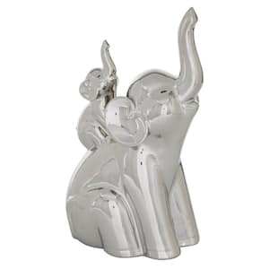 7 in. x 11 in. Silver Porcelain Elephant Sculpture