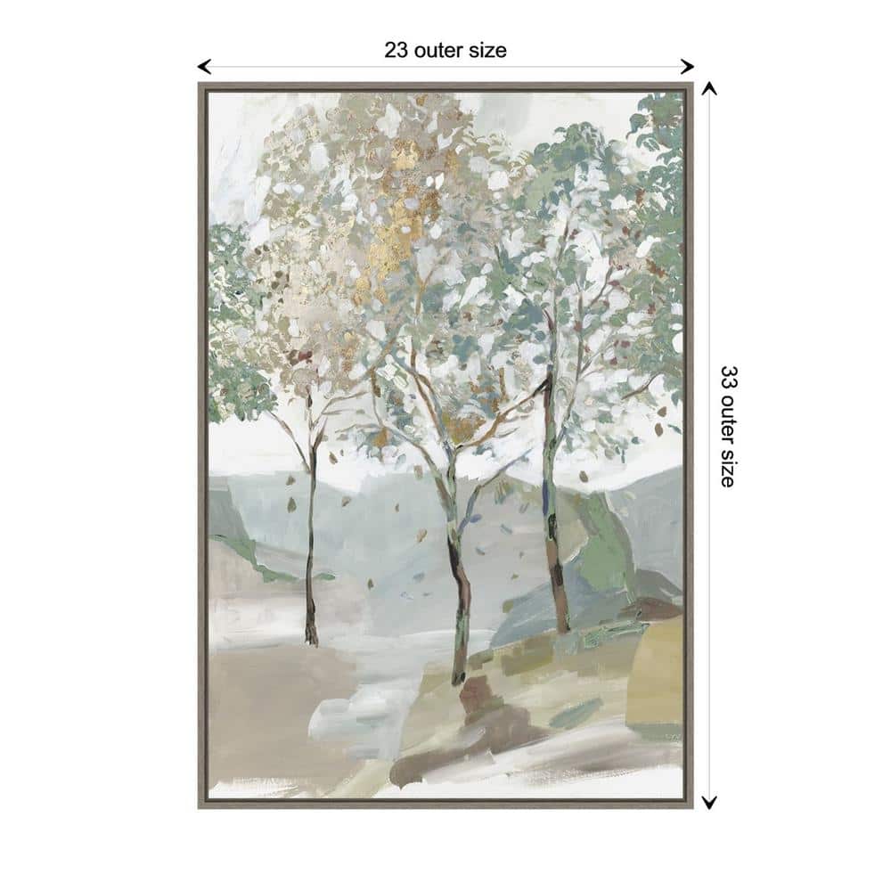 Breezy Landscape Trees II Canvas Print with Sylvie Greywash Frame