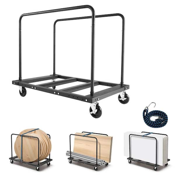 Drywall Cart Dolly with 1800 lbs. Load Capacity, Steel Panel Truck & 5 in. Swivel Casters, Tie-Down Strap & 2 Handrails