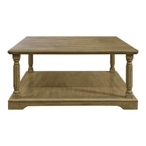 Delroy 34.6 in. Spray Paint Oak Square Solid Wood Top Coffee Table