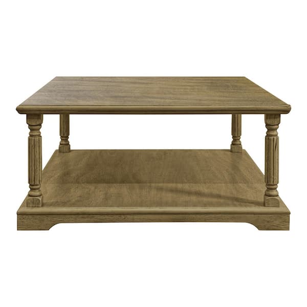 GALANO Delroy 34.6 in. Spray Paint Oak Square Solid Wood Top Coffee Table