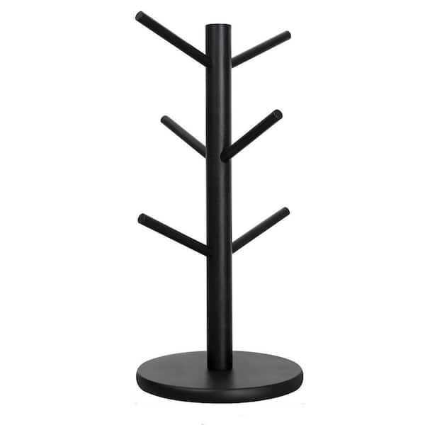 6-Hook Sturdy Coffee Mug Tree Black Finish Mug Holder Hooks for Kitchen Countertop Air Dry Organizer