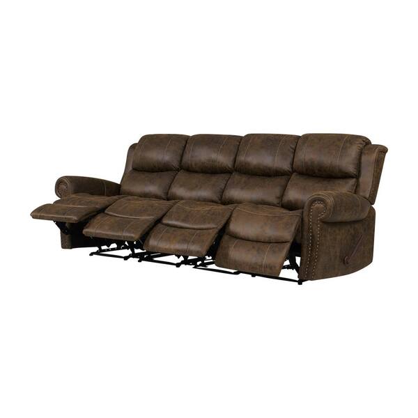 Prolounger Distressed Saddle Brown Faux, Distressed Leather Sofa Recliner
