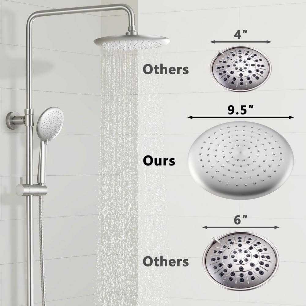 Brushed Nickel Dual Rain and Handheld Shower System
