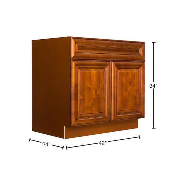 Cambridge Assembled 42x34.5x24 in. Base Cabinet with 2 Doors and 1 Drawer in Chestnut