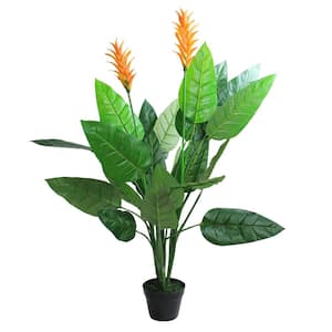 50 in. Potted Green and Orange Artificial Bird of Paradise Plant