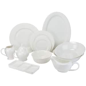 32-Piece Casual White Bone China Dinnerware Set