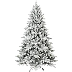 5 ft. PVC Flocked Artificial Christmas Tree Arrangement with 768 Branch Tips and Metal Stand