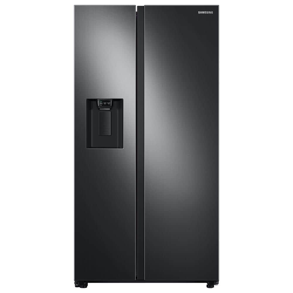 36 in. 27.4 cu. ft. Side by Side Refrigerator in Fingerprint-Resistant Black Stainless Steel, Standard Depth