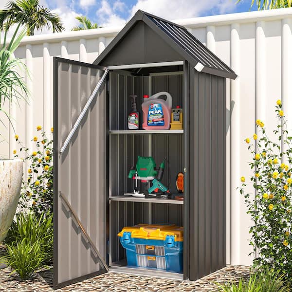 2.8 ft. W x 2.2 ft. D Outdoor Metal Shed Storage Cabinet Waterproof with 2 Removeable Shelves (6.16 sq. ft.)