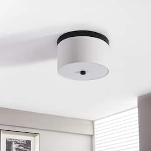 Braxton 10 in. Round White and Black Flush Mount