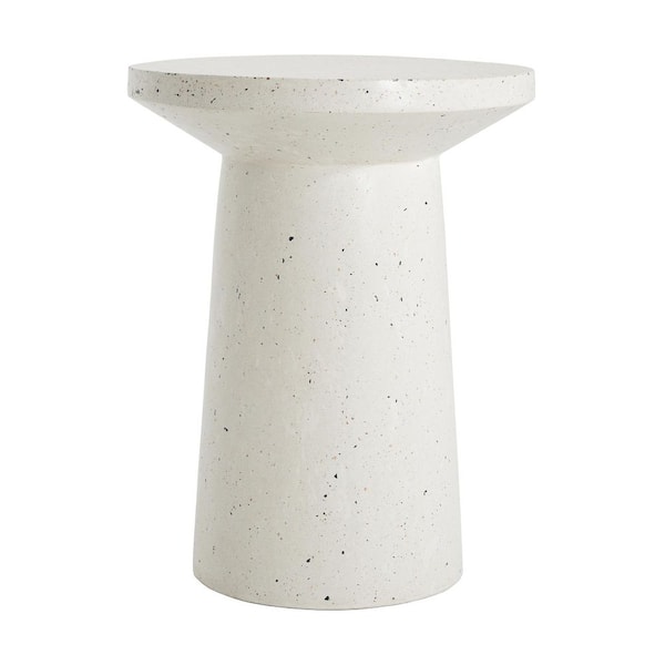 Salta Outdoor 18.75 in. MGO Terrazzo Round Side Table, White