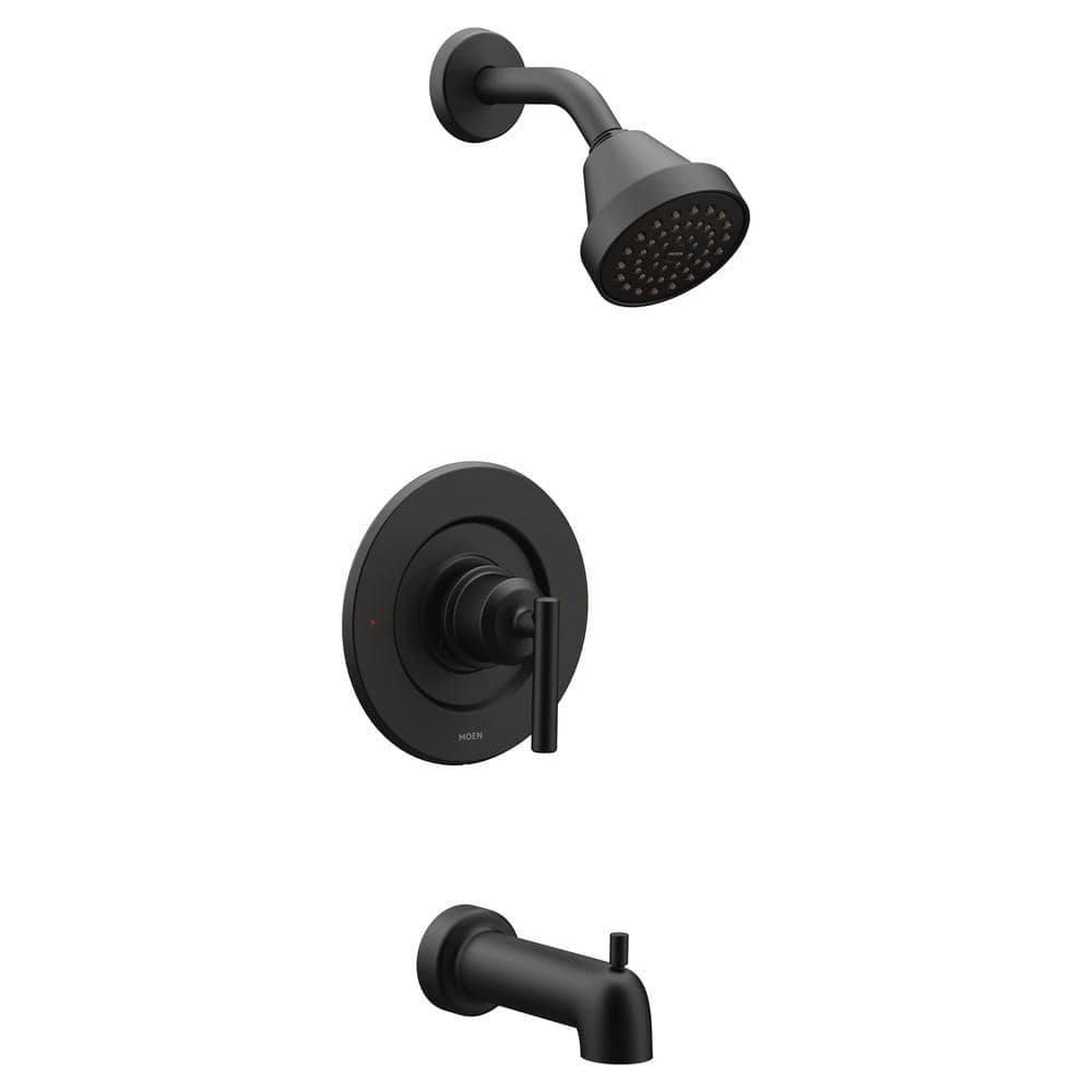 Matte Black Modern Wall Mounted Tub and Shower Faucet Set