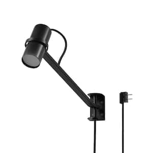 MRDK by Globe 1-Light Matte Black LED Integrated Plug In Wall Sconce with Swing Arm and and Adjustable Shade