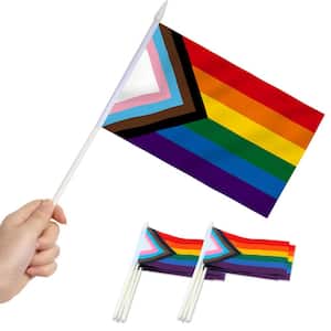 Progress Rainbow Pride Mini Flag 0.4 ft. x 0.67 ft. Hand-Held Small Miniature Rainbow Transgender Flags (12-Pack)