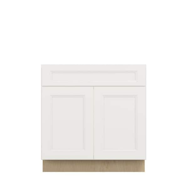 Kunal Kitchens Pembroke Recessed 36 in. W x 34.5 in. H x 24 in. D in Painted White Plywood Assembled Sink Base Cabinet