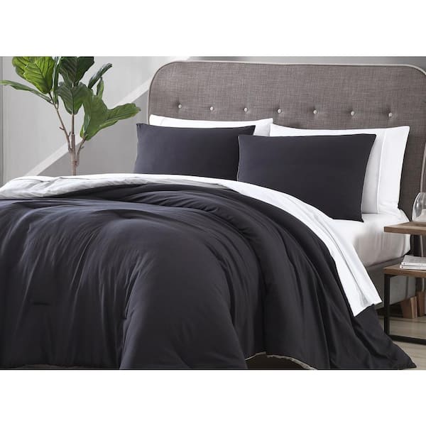 Unbranded Arica 5-Piece Enzyme Washed Black/Grey Polyester Twin BIAB