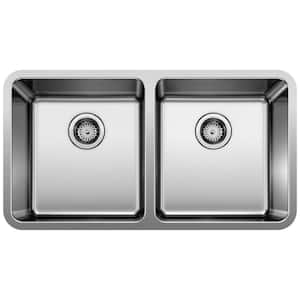 FORMERA 33 in. Undermount 50/50 Double Bowl 18-Gauge Stainless Steel Kitchen Sink
