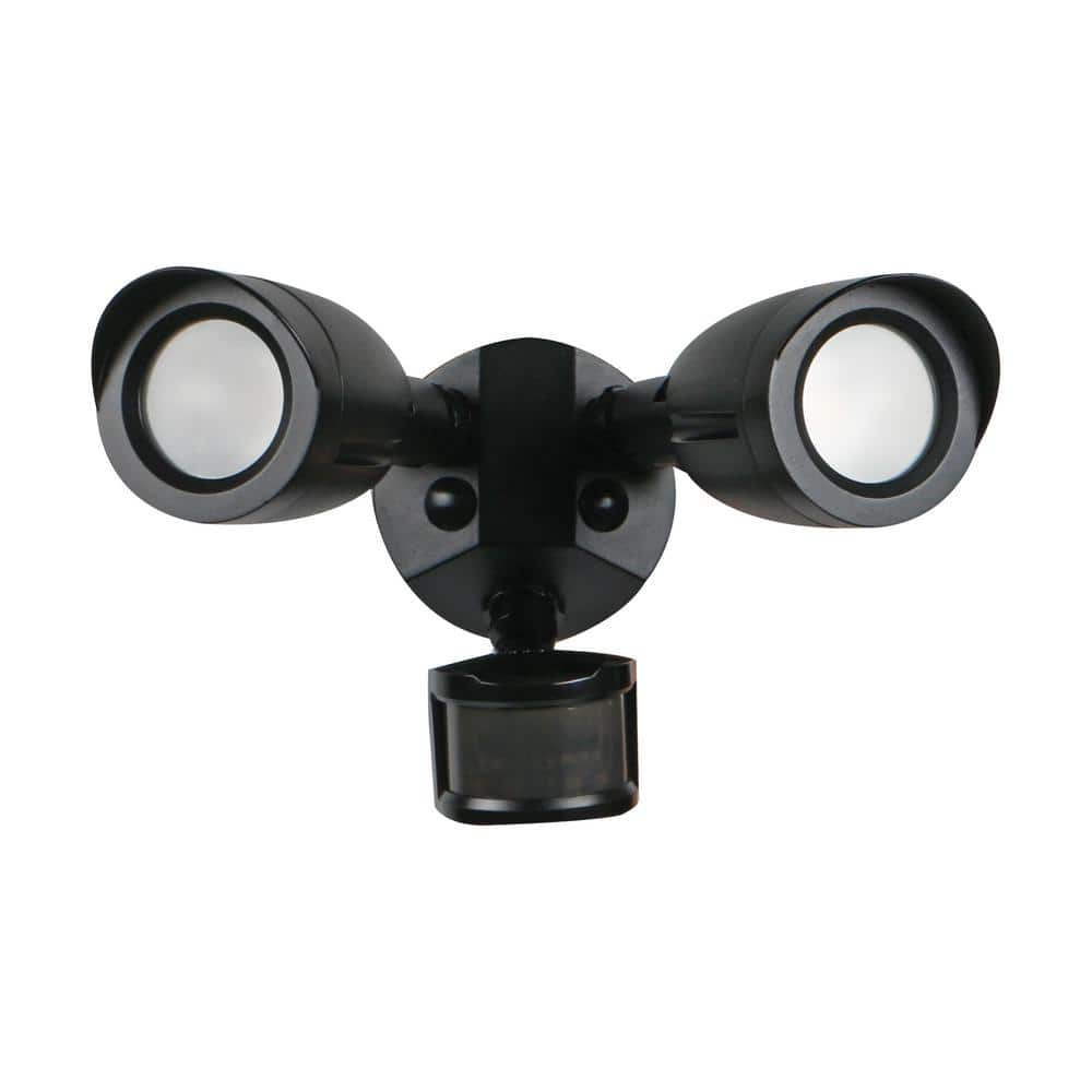 Black Dual Head LED Motion Sensor Security Flood Light