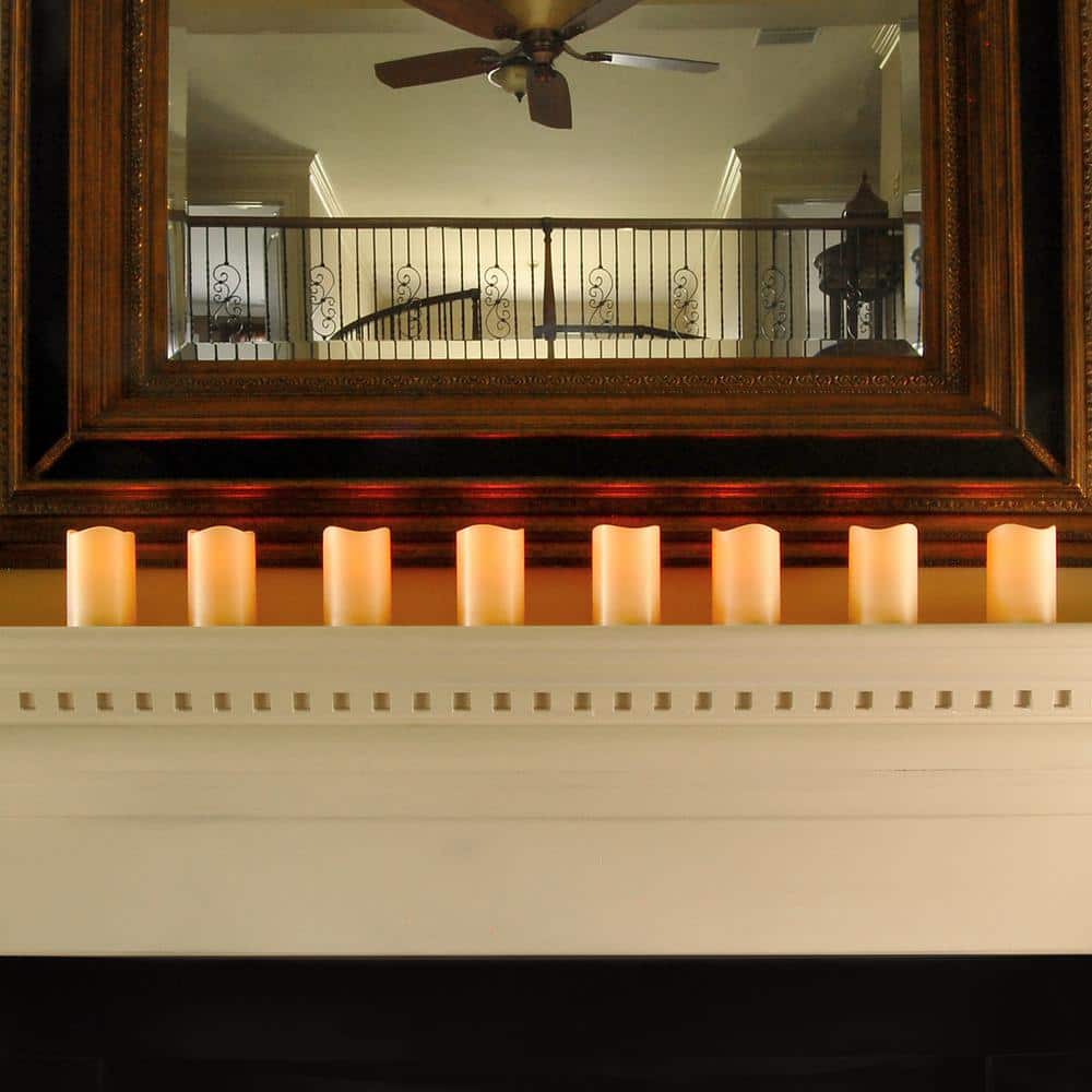 Amber LED Flameless Cream Plastic Pillar Candles Set of 6
