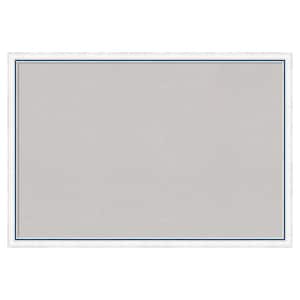 Morgan White Blue Wood Framed Grey Corkboard 38 in. x 26 in. Bulletin Board Memo Board