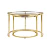 Cheval 2-Piece 30 in. Gold/Glass Medium Round Glass Coffee Table Set with Nesting Tables