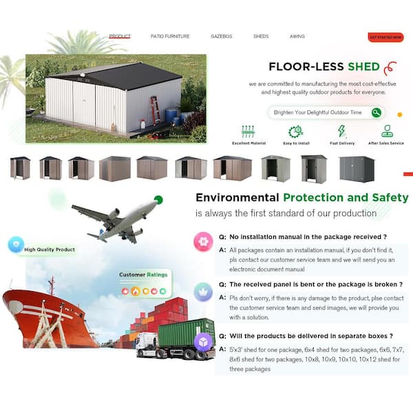 AECOJOY 14 ft. W x 12 ft. D Metal Shed with Double Lockable Doors