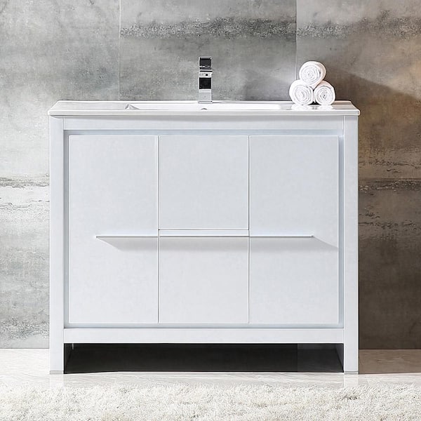 Fresca Allier 40 in. Bath Vanity in White with Ceramic Vanity Top in White  with White Basin FCB8140WH-I - The Home Depot