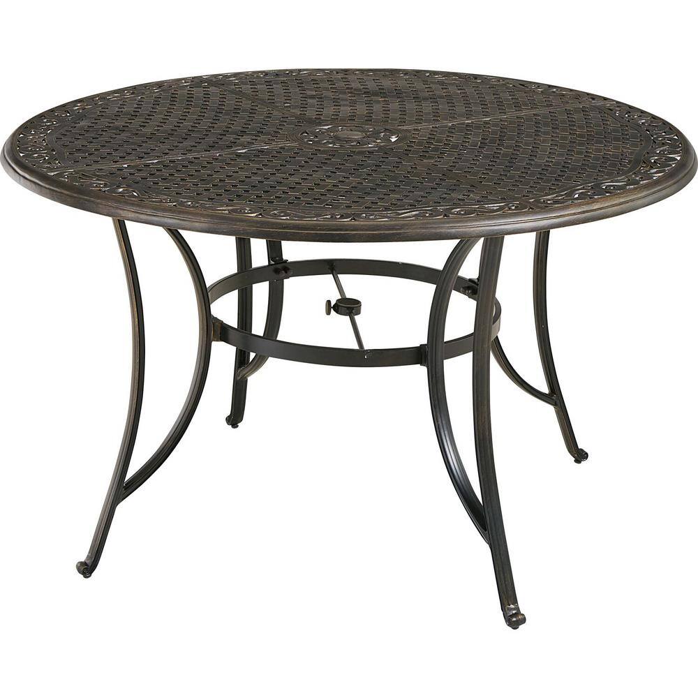 Hanover 7-Piece Tan Aluminum Outdoor Dining Set with Swivel Rockers