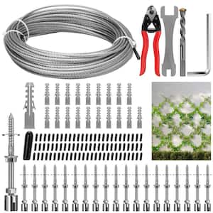 98. 4 ft. Adjustable Spacing Stainless Steel Wire Trellis with 20-Set Holders for Climbing Plants, Vines