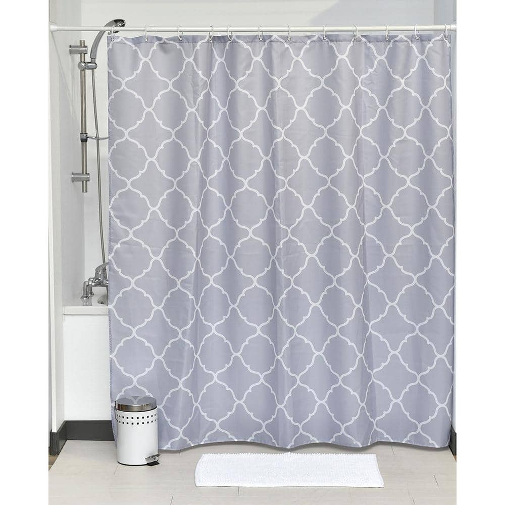 Printed Shower Curtain Polyester Fabric 71 in. W x 79 in. L + Set 12