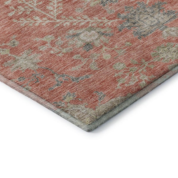 Mayfield Premium Machine Washable Abstract AMF1156 Coral 3 ft. x 4 ft. Area Rug