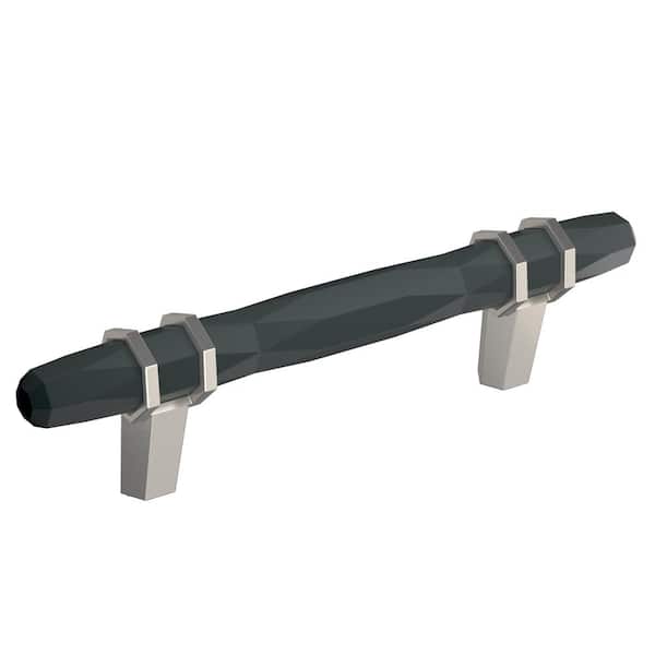 Amerock London 3-3/4 in. (96mm) Modern Black Bronze/Satin Nickel Bar Cabinet Pull