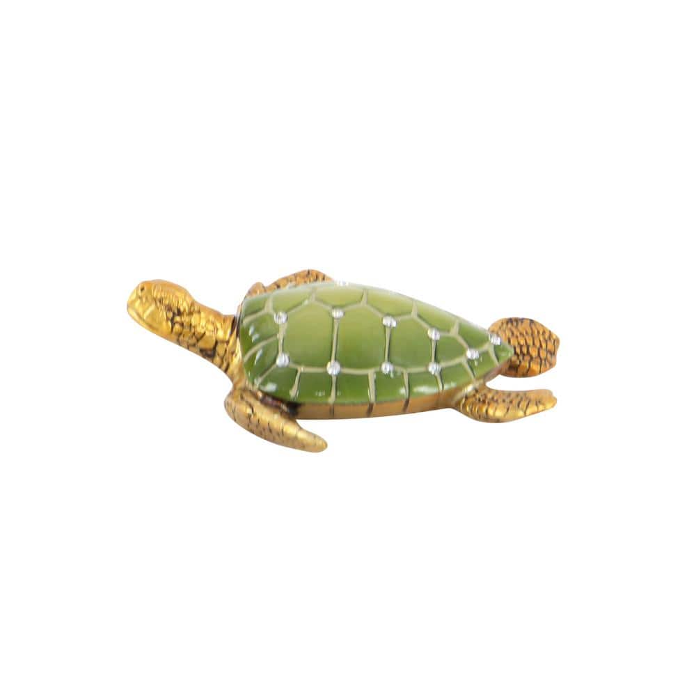 Jeweled Ceramic Turtle Trio Decorative Statues