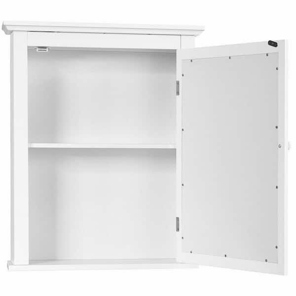 22 in. W x 27 in. H Rectangular Medicine Cabinet with Mirror, Adjustable Shelves, Retro Handle in White