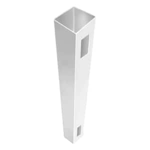 5 in. x 5 in. x 8 ft. White Vinyl Routed Fence End Post, Caps Included （Set of 2）