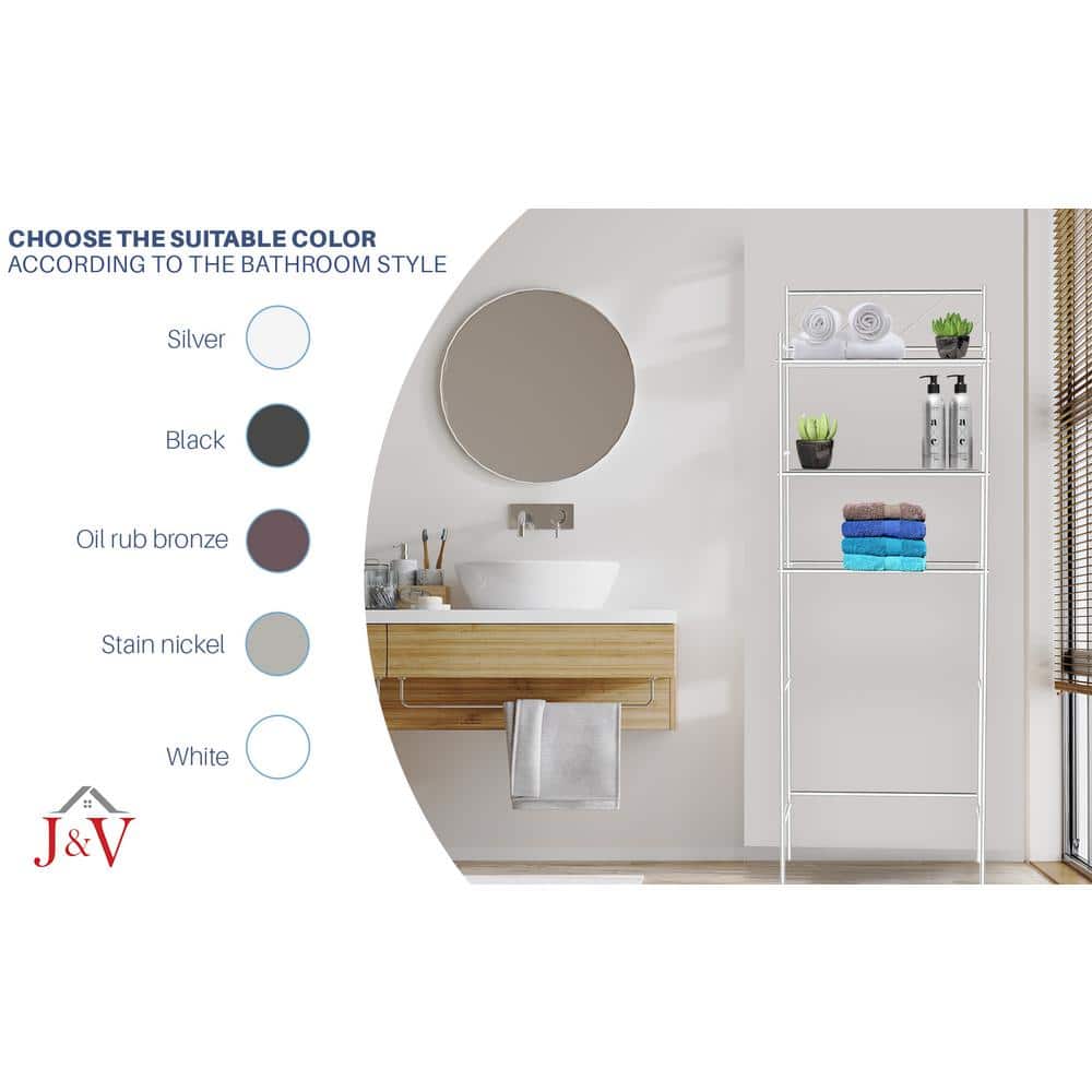 Silver Metal 3-Shelf Over-the-Toilet Storage Organizer