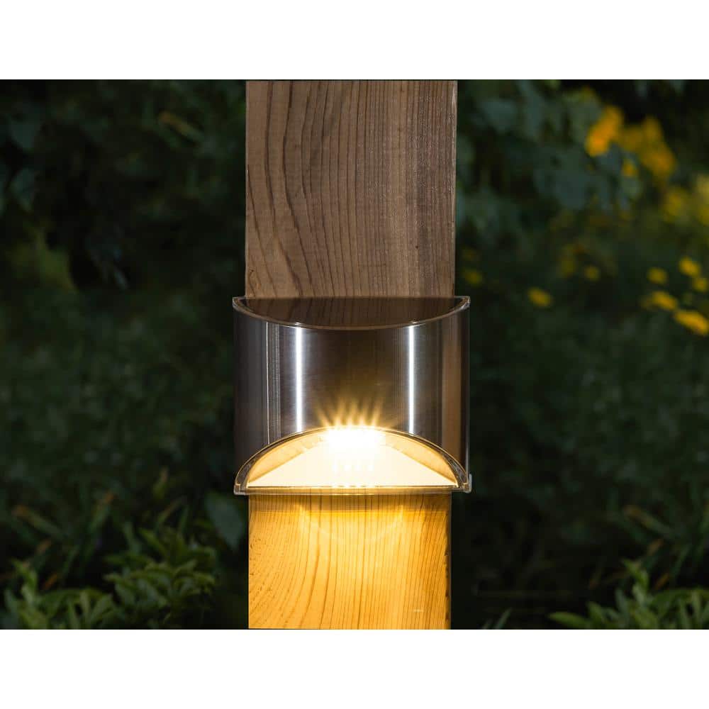 Stainless Steel Solar Powered LED Deck Light with Clear Glass