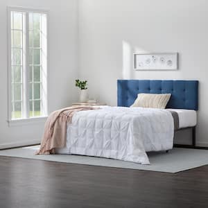 Kaylee Adjustable Navy King/Cal King Upholstered Low Profile Headboard with Square Tufting