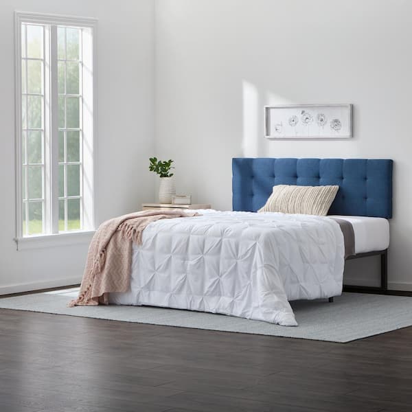 Brookside Kaylee Adjustable Navy King/Cal King Upholstered Low Profile Headboard with Square Tufting