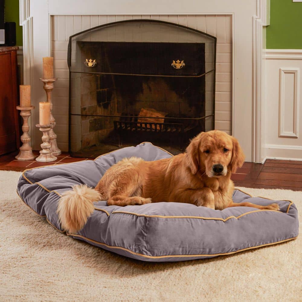 Large Smoke Gray Microfiber Pillow Style Dog Bed