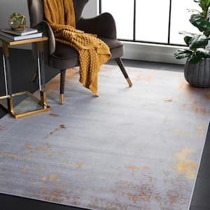Tacoma Gray/Rust 6 ft. x 6 ft. Machine Washable Abstract Distressed Square Area Rug