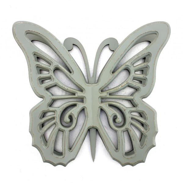 HomeRoots Mariana Gray Rustic Butterfly Wooden Wall Decor