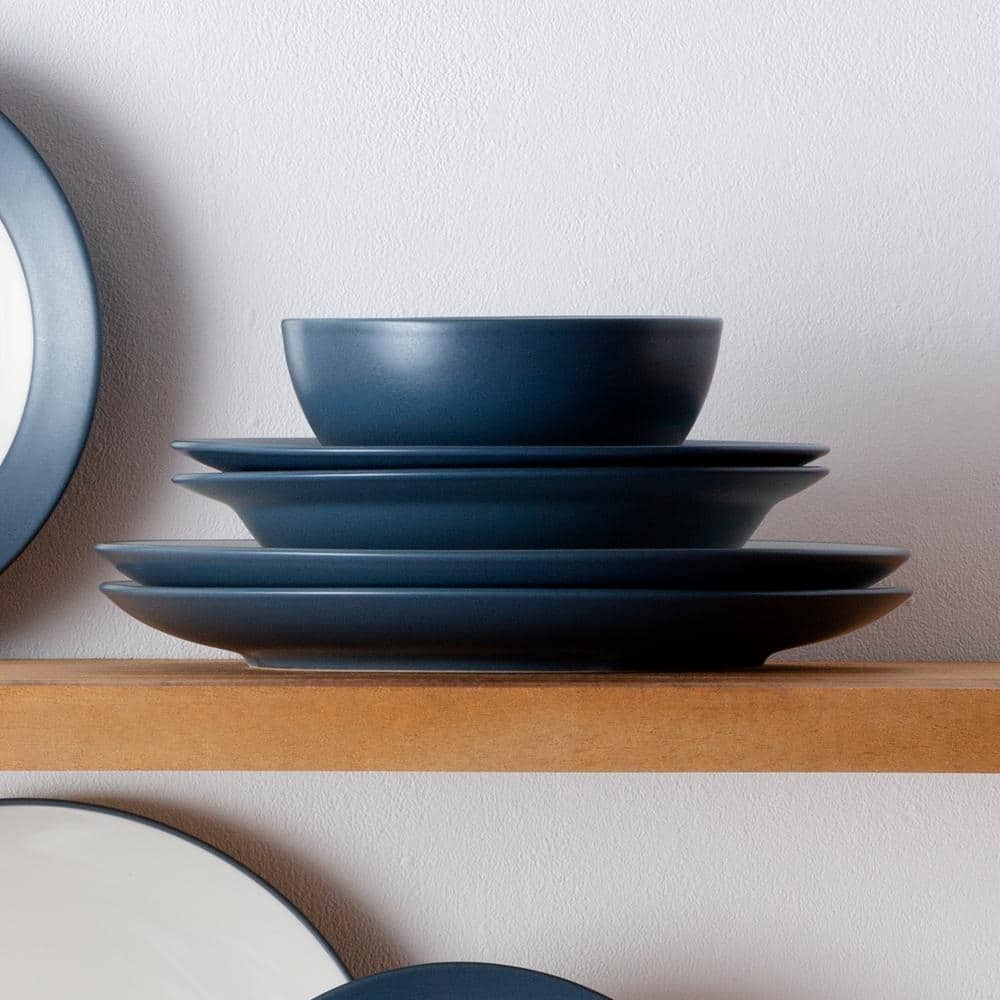 Blue and White Ceramic 12-Piece Dinnerware Set, Service for 4