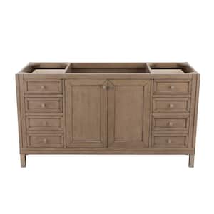 Chicago 60 in. W x 23.4 in.D x 32.5 in. H Single Bath Vanity Cabinet Without Top in White Washed Walnut