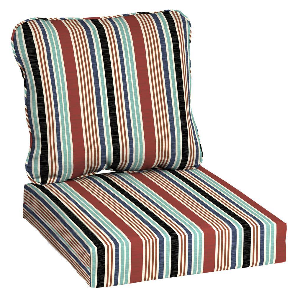 Hampton Bay 20 x 19 in. Hawking Stripe Contoured Outdoor Seat Cushion