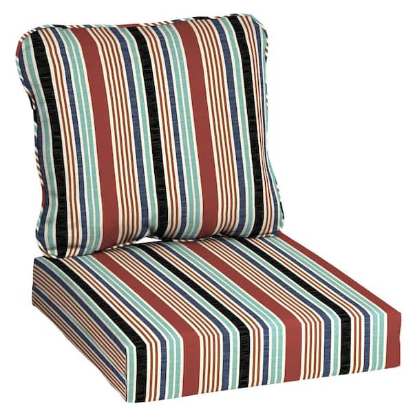 Hampton Bay 24 In X 22 2 Piece Hawking Stripe Deep Seating Outdoor Lounge Chair Cushion Tm06288b D9d1 - Home Depot Deep Seat Patio Cushions